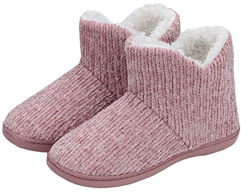 TUOBUQU Women Boot Slippers Fluffy Plush Indoor Outdoor Winter Warm Bootie Ladies Slippers Pink M