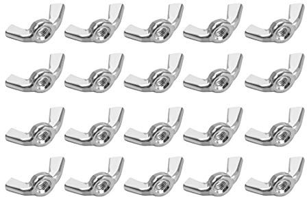 sourcing map M4 Wing Nuts, Carbon Steel Zinc Plated Fasteners Parts Hurrican Screws Hand Twist Tighten Ear Butterfly Nut, 20pcs