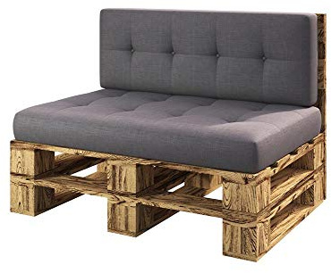 sunnypillow Palettenmöbel Gartenmöbel Set aus Holz Indoor/Outdoor - Europaletten Möbel Sofa für Balkon Terrasse Garten (geflammt Bank 120 x 80 cm Höhe : 30 cm)