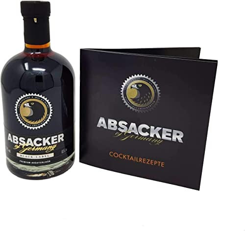 Absacker of Germany inkl. Cocktail-Heft GRATIS - Black Label Premium Kräuterlikör 0,5 Liter 28% Vol. - großartige Komposition aus Kräutern, Früchten und Gewürzen - Kräuter Likör