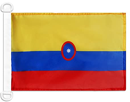 AZ FLAG - Drapeau Pavillon Civil Colombie - 45x30 cm - Pavillon Nautique Marchand Colombien Spécial Bateau Et Extérieur En Maille Bloquée Avec Anneaux Plastiques Intégrés - 30g