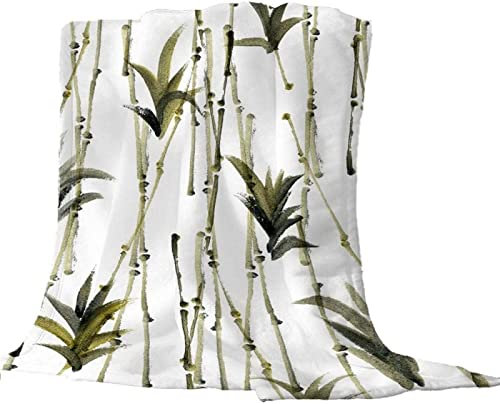 FIBITA Kuscheldecke 3D Bambus Flanell Fleecedecke 180x200 Pflanze Grün Wohndecke Tintenbambus Sofadecke Couchdecke Tagesdecke Flauschig Weiche Mikrofaser, für Bett & Sofa