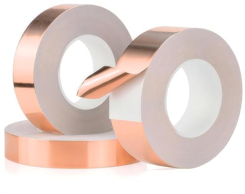 Qrity 1 Pièces Ruban Adhésif en Cuivre, 30mm x 20m Conducteur Ruban de Cuivre Résistant à la Chaleur, pour Guitare et EMI Shielding