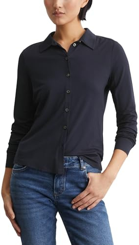 Marc OߴPolo Mujer Blusa de punto de tejido elástico con cuello francés, Azul (Manic Midnight), XXL
