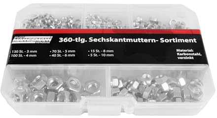 Brüder Mannesmann M13048 360-tlg. Sechskantmuttern-Sortiment
