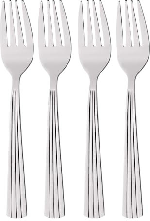 GRÄWE Kuchengabeln, 4-teilig, Dessertgabel Set, kleine Gabeln, spülmaschinengeeignet, Gebäckgabeln, Obstgabeln, Edelstahl, Serie Athen