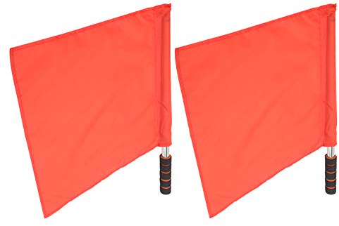 PUNELE Lot de 2 drapeaux officiels d'arbitre en acier inoxydable pour compétition de juge de ligne (rouge)