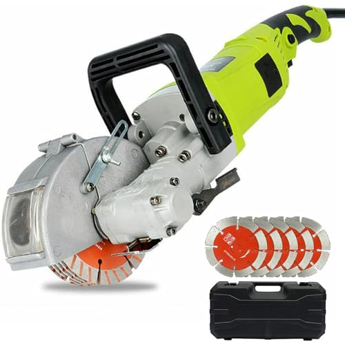 NaMaSyo Mauernutfräse Schlitzfräse 4000W Schlitzmaschine Elektrische Wandfräse Mauerfräse Wall Chaser mit absaugung & 5x 125mm Trennscheiben 33mm Nutfräser Nutbreite für Marmor Granit Beton