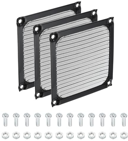 PATIKIL 92mm Computer Fan Filter Grill with Screws, 3 Pack Aluminum Frame with Stainless Steel Mesh Dustproof Case Cover for Computer, Ventilator, Black
