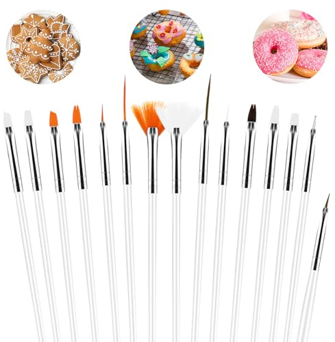 ASTER 15Pcs Cake Decorating Brushes, Food Safe Paint Brushes Kit for Baking, Cookie Paint Brush, Sugar DIY Tools Set for Fondant, Candy, Icing, Pastry