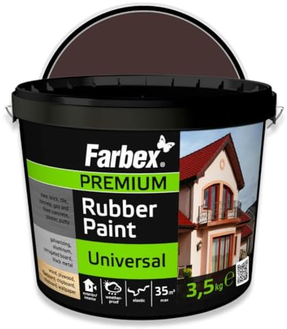 FARBEX Gummifarbe Innen & Außen – 3,5 kg - Braun | Flüssigkunststoff Farbe für Dach, Beton, Holz, Metall Elastische Abdichtung, UV-beständig