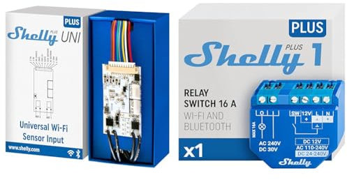 Shelly Plus Uni | Smartes Wi-Fi- und Bluetooth-gesteuertes Modul & Plus 1 | Wlan & Bluetooth Smart Relais Schalter | Hausautomation