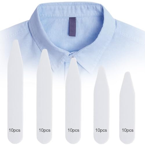 OQKAHIV 50er Set Kragenstäbchen für Herrenhemden in 5 Größen - Kragenverstärker aus Stäbchen für einen perfekten Sitz des Hemdkragens, Ideal als Geschenk für Vater oder Ehemann,