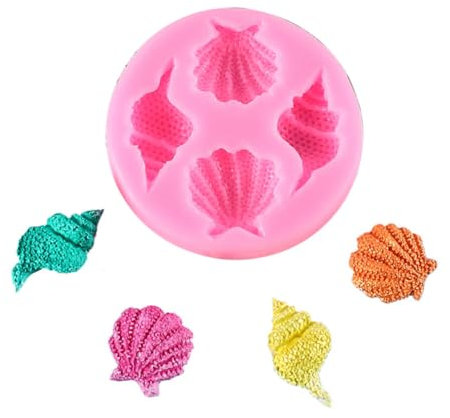 Aublinto DIY Meerjungfrau Silikon Fondant Formen 3d Ozean Tier Silikon Backformen Meerjungfrau und Seashell Fondant Silikonform für Fondant Backen ​Schokolade Marzipan Kuchen Gelee Muffin