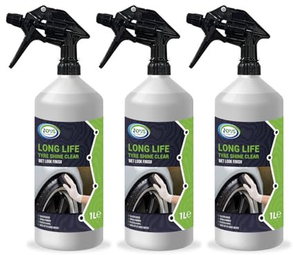 Jovs Tyre Shine 1 Litre (PACK OF 3) - Premier Wet Look Clear Tire Dressing Gel for Cars, Long-lasting Silicone Based Formula, Instant Sheen, Ultimate Tire Shine Spray 1000 ml.