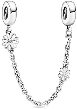 Lkwidi Charme Daisy Flower Sicherheitskette Charms Anhänger 925 Sterling Silber Charm Pendant für Europäische Armbänder und Halsketten