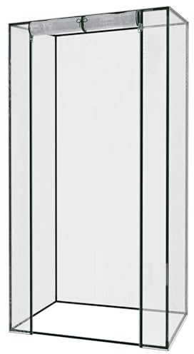 BRICOZONE Serra Per Orto Senza Ripiani Struttura Metallo Giardino Terrazzo Balcone Telo Trasparente In PVC Porta Avvolgibile Protezione Piante Giardinaggio Apertura A Cerniera (140 x 140 x 195 cm)