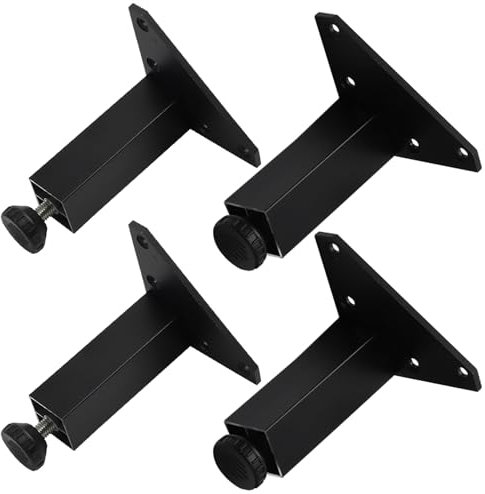 Schwarze Möbelbeine, verstellbare Schrankbeine, Aluminiumlegierung, Schrankfüße mit eloxierter Oberfläche, quadratische Tischbeine zur Höhenverstellung von 650 cm, 8 cm Breite, 4 Stück