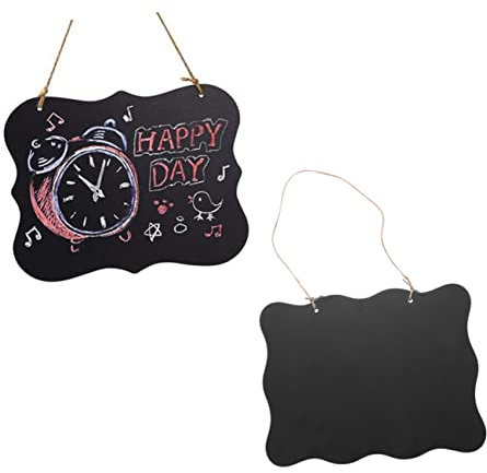 OFFSCH 2stücke Holz Kreidetafel Anhänger Zum Aufhängen Beidseitig Beschreibbar Tafelschild Haushalts Tür Dekoration Hänge Etikett Diy Memo Board Zufälliger Stil