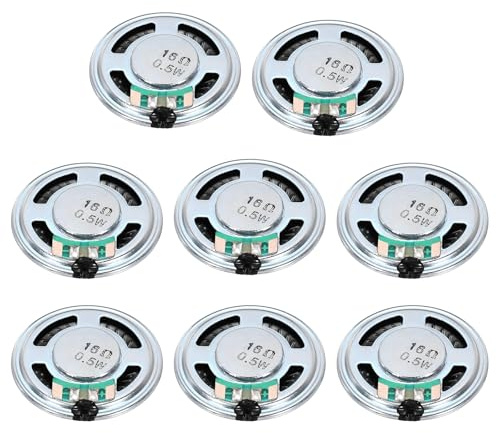 QUARKZMAN 8 Stück 0,5W 16 Ohm Kleine Lautsprecher Metallgehäuse Runder Interner Mikromagnetlautsprecher für Mini-Lautsprecher DVD EVD Multimedia Mobile Tragbare Werbemaschine