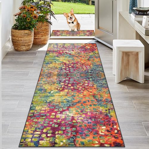 KwuSeug Tappeto Cucina Antiscivolo Lavabile Tappeto Runner Facile da Pulire Tappeto da Cucina Tappeti Camera da Letto Lavabile Moderno Tappeti Runner per Scale Ingresso Lavanderia Bagno 40 x 80 cm