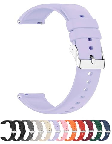 Foyscr Silicone Strap,Quick Buckle Waterproof Soft(Light Purple-20mm)