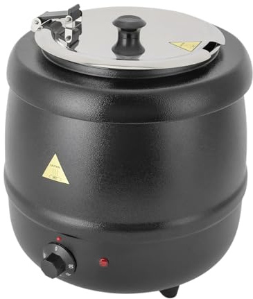 Qussse Suppentopf 10L Elektrisch Suppenkessel Suppenwärmer mit herausnehmbarem Edelstahl Einsatz und Klappdeckel für Wohnungen, Partys, Restaurants und Cafeterias