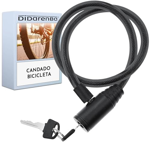 Candado Bicicleta Cable de Acero 60 cm Negro | Resistente, Cierre Avanzado con Llave, Seguro Fuerte, Práctico Fácil Guardar