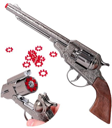 Toyland® 28cm Die Cast Metal Cowboy Toy Pistol - 8 Shot Cap Gun & 96 Shots