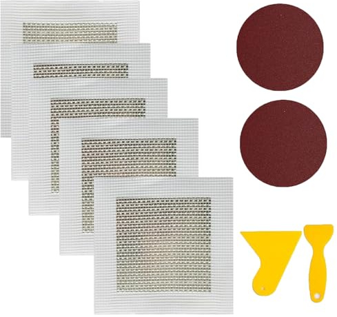 5 Pcs Wall Repair Patch Set,Plasterboard Patch,Hole Cover Patches,2 Scraper and 2 Sandpaper,4'' By 4'' Plaster Kit,Safe Mend,Drywall Adhesive,Filler for Walls Ceiling,Self Aluminum Mesh for Fixes