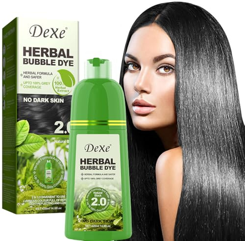 Shampoo colorante nero per capelli per donne e uomini, shampoo colorante per coprire i capelli grigi, realizzato con ingredienti vegetali naturali al 100% - 14,8 FL.OZ (Natural Black)