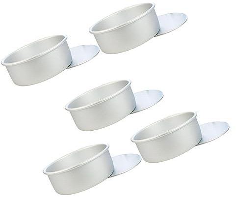 FUNNETOYU 5piezas Molde Redondo De Aluminio Con Base Desmontable Para Mini Pasteles De Antiadherente y Fácil Desmoldar Para Tartas y Repostería Casera
