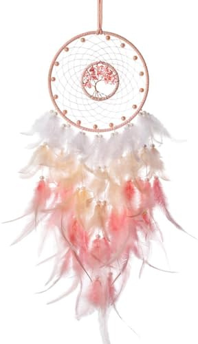 BetterJonny Dream catcher, 60cm Dreamcatcher Vintage Feather Handmade Bohemian Style Dream Catchers for Wall Hanging Home Decor Ornaments Handicraft Room Decoration Pink