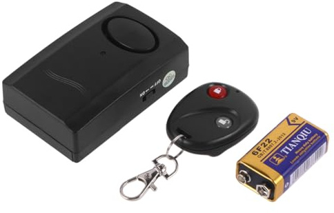 Tofficu Motorrad Alarmanlage mit Fernbedienung Tragbarer Vibrations Diebstahlschutz für Motorrad Roller und Schwarzes Robustes Kunststoffgehäuse Leistungsstarker Magnet zur Sicheren