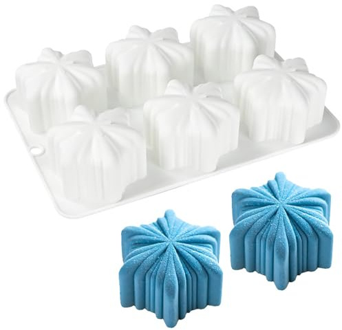 YGCHEN Stampo in Silicone Fiocco di Neve Natale, Stampo in Silicone Natale 3D, Motivo Fiocco di Neve per Torte, Mousse, Cioccolatini, Glassatura e Candele, Decorazioni Natalizie Fai Da Te