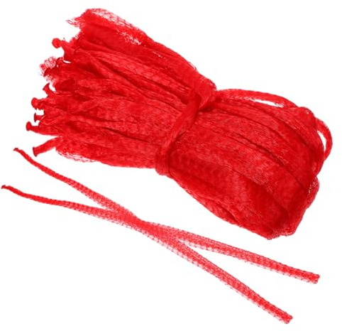 Reusable Red Pe Mesh Onion Bags 50pcs for Storage and Transport | Reinforced Weave, Easy Opening, Stable Design, Suitable for Eggs and Onion, Compact Pack of 50