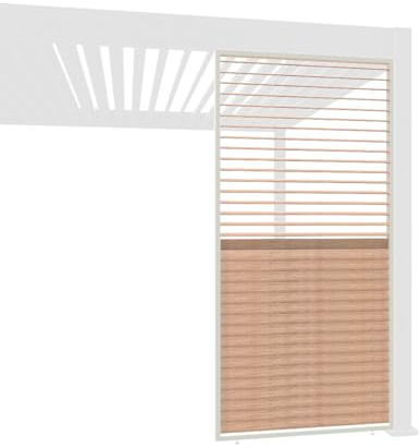 Parete a lamelle orizzontale in vimini con lamelle regolabili, accessorio per pascolo pergolato, effetto legno, alluminio, bianco, 3 larghezze, frangivista flessibile e circolazione dell'aria ottimale