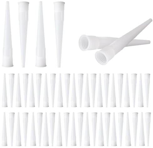 50 Pcs Sealant Nozzle Tips, Standard Plastic Screw-On Mastic Nozzles for Cartridge and Caulking Guns, Replacement Tips for Adhesive, Silicone Sealant and Repair