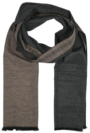 LUMBERJACK Sciarpa da Uomo Invernale in Morbida Lana, Grigio, Classica, Bordo Con Fantasia Greca, Elegante, Con Scatola Regalo