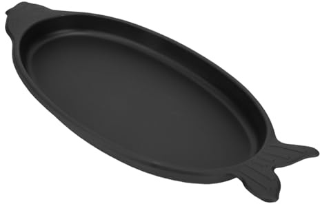 Luocute Sartén para Asar con Forma de Pescado, Bandeja para Barbacoa de Hierro Fundido con Proceso de Nitrogenización, Sartén Antiadherente a Prueba de Herrumbre con Forma de Pescado