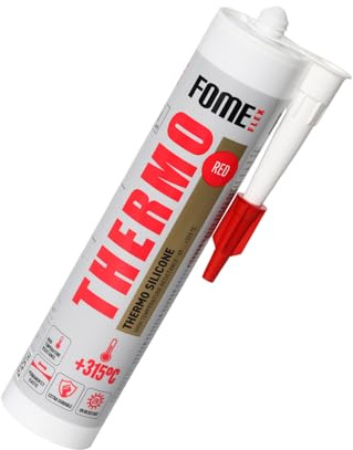 FOME FLEX THERMO 315°C Hochtemperatur Silikon Dichtmasse, 300 ml – Rot – Flexibles, Chemikalien-, UV- und Hitzebeständiges Silikon – Für Motor, Öfen, Lüftungssysteme, Heizungen