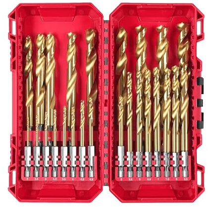 Juego profesional Milwaukee Shockwave HSS-G TiN 25 brocas metal con vástago hexagonal | Apto para uso intensivo en metal con herramientas de percusión.
