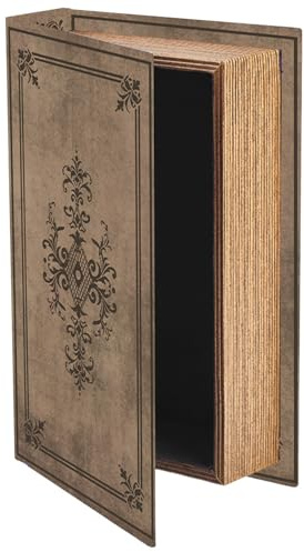 PRESSINART Vintage Buch Aufbewahrungsbox Faux Book Box Bräunlich Gothic Muster 9,1 x 5,9 x 2 Zoll Dekorative Organizer Für Schmuck Andenken Kleine Schätze Hochzeits Erinnerungen Wohnraum Dekoration