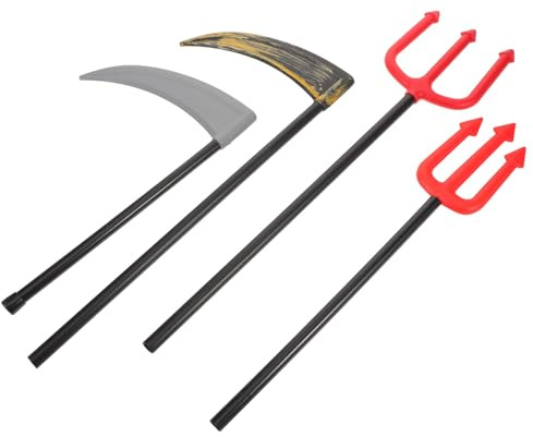 LALADEFIEE Set 4 Pezzi Falci da Cosplay e Giocattoli di Halloween in Plastica Realistica Accessori per Travestimenti e Spettacoli Teatrali Decorazioni per Feste e Giochi di Ruolo per