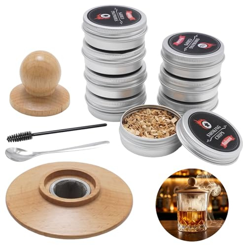 MospdyGear Cocktail Smoker Kit with 8 Wood Chips, Whiskey Smoker for Cocktails and Food, Portable Smoking Set for Men, Dad, Husband, Perfect for Home and Outdoor Use