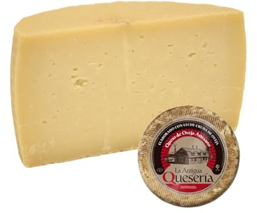 La Antigua Queseria Queso Artesano Curado de Leche Cruda de Oveja, Curación Mínima 6 Meses, MEDIA Pieza (Aprox 1500g)
