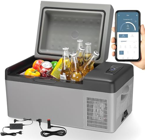 20L Kompressor Kühlbox 12/24V DC & 230V AC Mini Kühlschrank Klein Elektrische Camping-Gefrierbox Tragbare Gefrierschrank für Auto, Lkw, Boot, RV, Camping, Wohnmobil & Reisen, -20℃-20℃, APP Steuerung