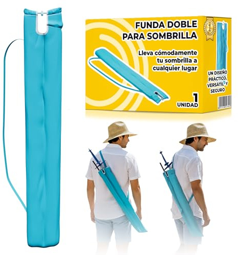 Funda de Sombrilla de Playa con Doble Bolsillo 93 cm - Funda Ligera para Transporte Exterior de Sombrilla con Asa de Agarre y Cierre con Cordón Ajustable, Accesorio Ideal para Playa o Jardín