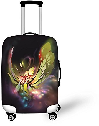 CHAQLIN Eiffeltornet mönster resa bagage överdrag resväska skydd passar 50–76 cm bagage passar 45–76 cm, butterfly-7, L(26-28 cover), Resväska