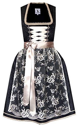 Alpenmärchen Midi Dirndl aus Exklusiver Kollektion inkl. Spitzenschürze Gr.32-56 - ALM664